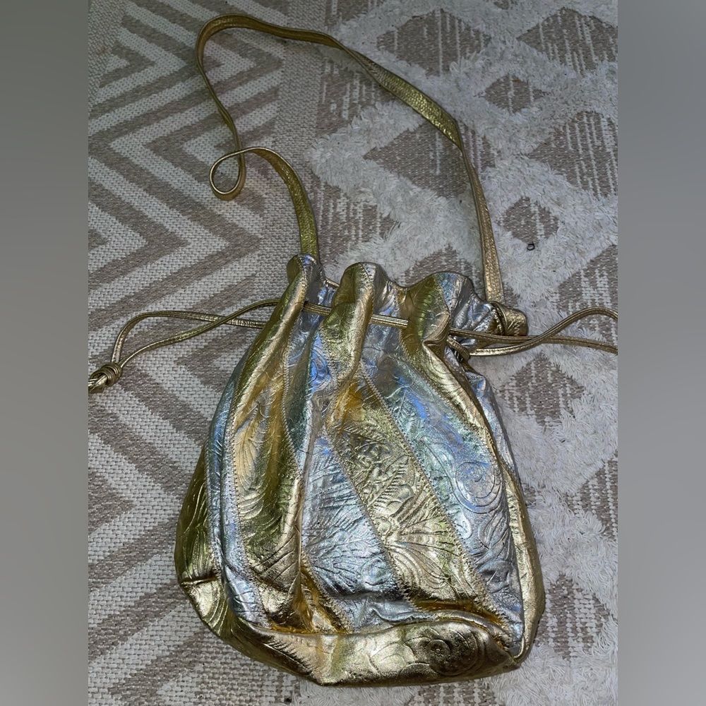 Genuine Italian Leather silver and gold bag from Italy.